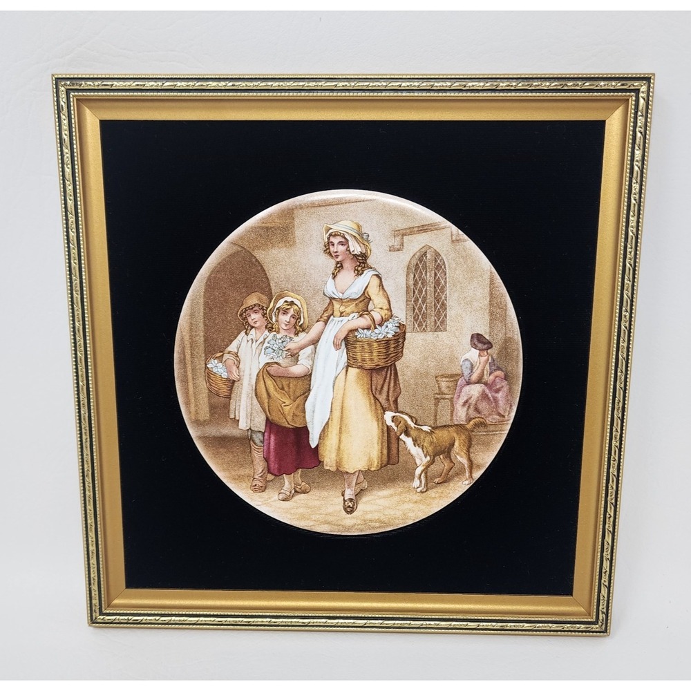 Staffordshire Ceramics Victorian Theme Framed Tile "Cries of London" Handmade